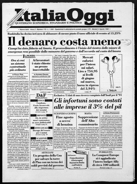 Italia oggi : quotidiano di economia finanza e politica